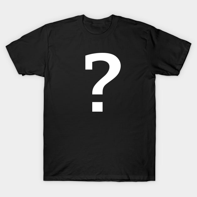 Minimal Typography Question Mark in White T-Shirt by ellenhenryart